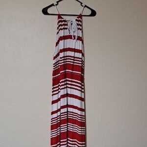 Milly Red and White Striped Maxi Dress